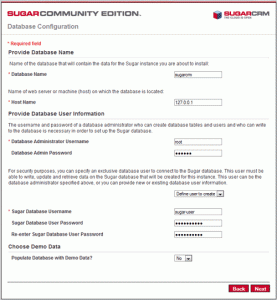 Конфигурация базы данных для работы с sugarcrm