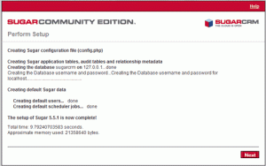 Результат установки sugarcrm